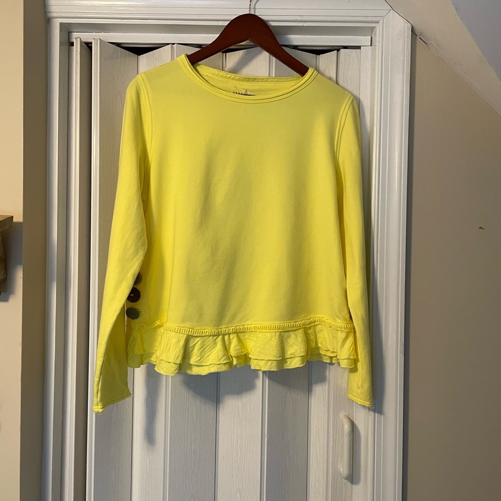 Neon Buddha Yellow Oversized Sweatshirt With Beautiful Button Detail. Li…